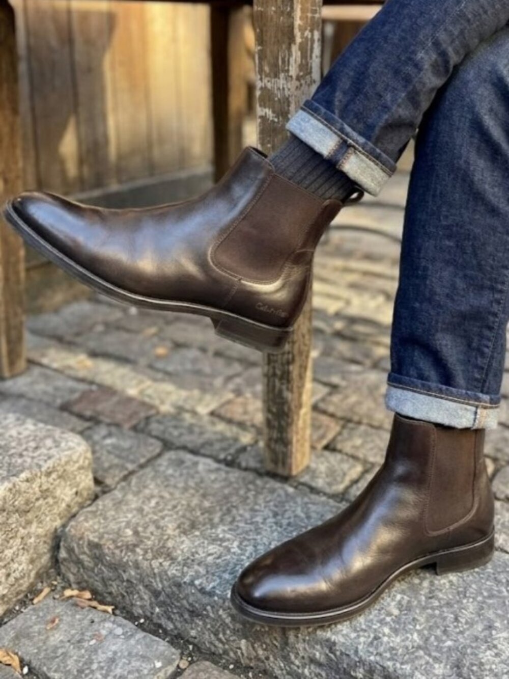 Calvin Klein Men’s Brown Leather Chelsea Boots